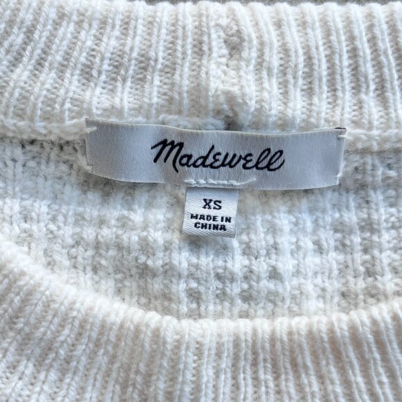 Madewell Waffle Knit Merino Cotton Crewneck Sweater Ivory Size XS - Picture 2 of 4